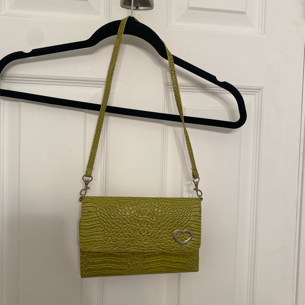 Green fake alligator (because we love animals) shoulder bag.